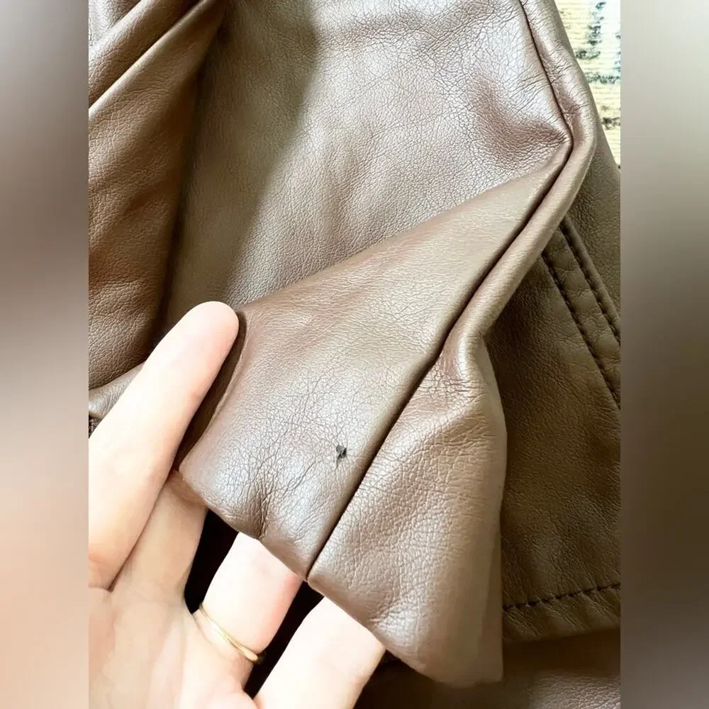 Revive revolve brown faux leather 909 High Street pants straight flare  fall - Picture 15 of 15